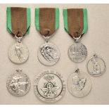 Italy: Lot of 7 Shooting-medals. Various, all silver, hallmarked, some engraved / on ribbons.