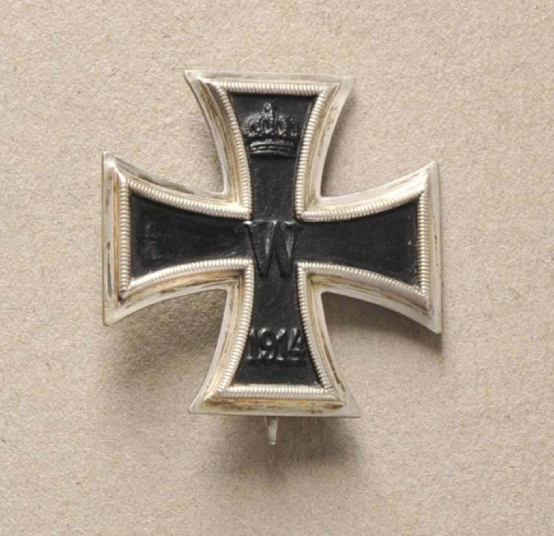 Prussia: Iron Cross, 1914, 1st class. Blackened iron core, silvered rib, hallmarked KO, on needle.