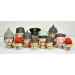 Collection of 11 military doll heads. Various sizes and nationalities. Condition: II Sammlung von 11