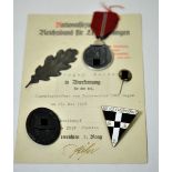 Property of Walter Eppinger, Engen. 1.) Wounded badge, 1939, black; 2.) Medal East Front Winter