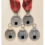 Lot of 5 Eastern Front medals. Some on ribbons. Condition: II Lot von 5 Medaillen Winterschlacht