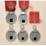 Lot of 5 Eastern Front Medals. Some on ribbon. Condition: II Lot von 5 Medaillen Winterschlacht im