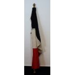 Patriotic Building-Flag. Black / White / Red, on massive wodden-stick, two loops. 385 x 114 cm.
