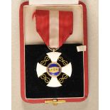 Italy: Order of the Crown of Italy, knights cross, in box. Gold, partially enamelled, one arm tip