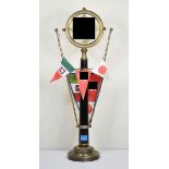 Tabel decoration - Germany, Italy and Japan - the axis. Heavy brass base, swastika on wooden pole,