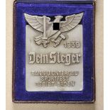 Winner-Badge 1939, Bann and Untergau Sportfestival area Baden, in case. Zinc, producer B.H.Mayer,