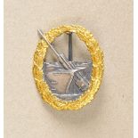 Marine-Artillery-War-Badge. Gilded and silvered, on needle. Condition: I Marine-Artillerie-
