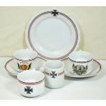 Patriotic dishes. In total four cups, two small plates and one big one. Condition: II
