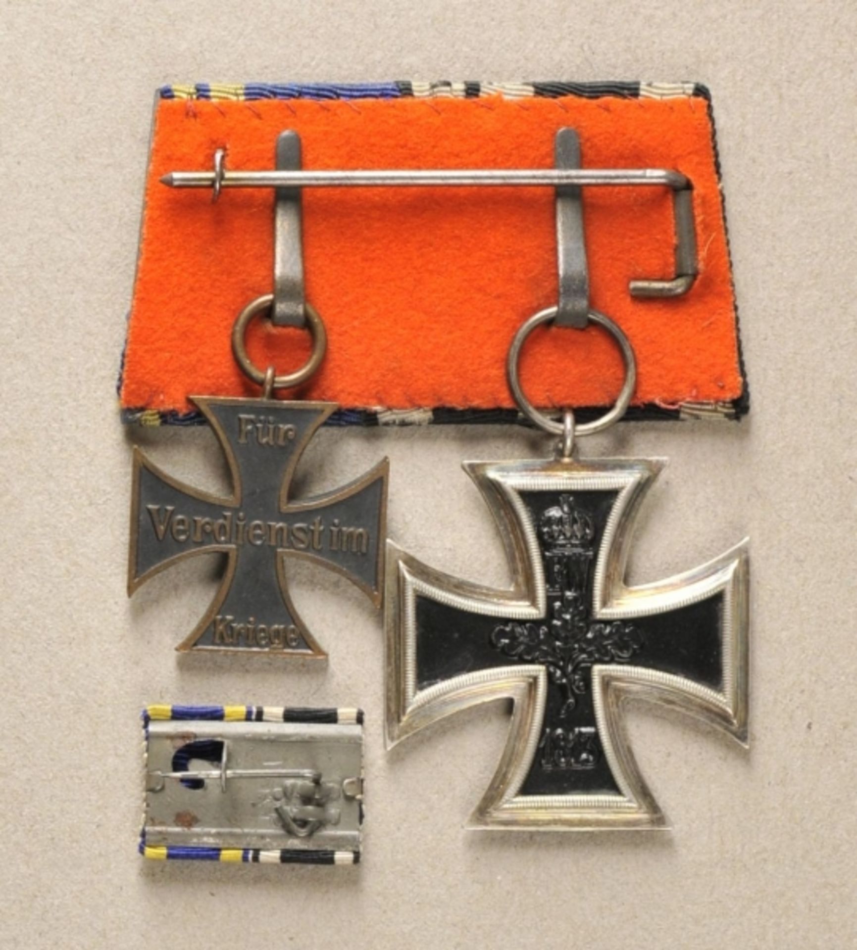 Braunschweig: Trapezial clasp with two decorations. 1.) Prussia: Iron Cross, 1914, 2nd class; 2.) - Bild 2 aus 3