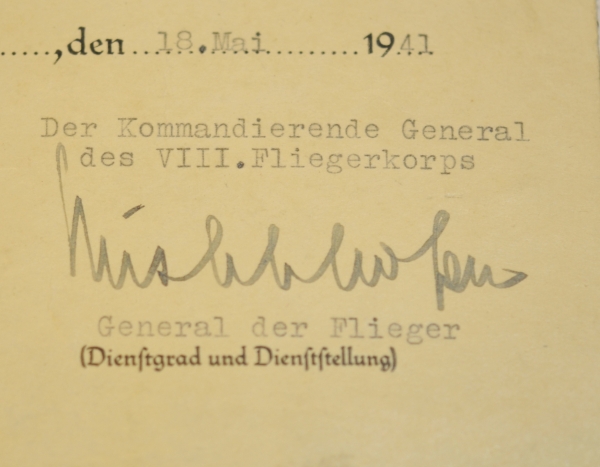 von Richthofen, Wolfram. (10.10.1895-12.07.1945). Generalfieldmarshal of the Luftwaffe. During WW1 - Image 6 of 6
