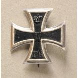 Prussia: Iron Cross, 1914, 1st class. Blackened iron core, silvered rib, on needle, hallmarked S-