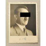Hitler, Adolf. (1889-1945) Reichs Chancellor and Führer. Portrait postcard with signature.