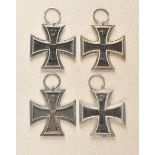 Prussia: Lot of 4 iron crosses, 1914, 2nd class. Partly on ribbon. Condition: II Preussen: Lot von 4