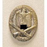 General assault badge. Non-ferrous metal silvered, hollow stamped, on needle. Condition: II