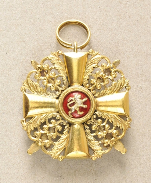 Baden: Grand Ducal Order of the Zähringer Löwen, knights cross 1st class with swords. Gilded, glas - Image 2 of 3