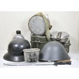 BRD: Lot equipment. Among it two helmets and serverl dishes. Condition: II BRD: Lot
