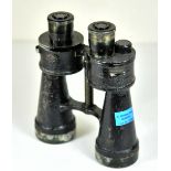 Naval binoculars. Aluminum body, leather structure, black laquered, body marked 7 x 50 beh 457780.