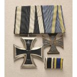 Braunschweig: Trapezial clasp with two decorations. 1.) Prussia: Iron Cross, 1914, 2nd class; 2.)