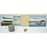 Small Zeppelin Collection. Four postcards with zeppelin-motive, one send "An Bord des Zeppelin-