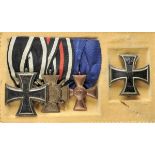 Property of a brave soldier. 1.) Iron cross, 1914, 1st class, repaired needle hook; medalbar with: