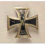 Prussia: Iron Cross, 1914, 1st class. Blackened non-ferrous metal core, silvered rib, curved, on
