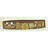 Germany / Great Britain: Belt with buckle and many badges. War Souvenier. Condition: II Deutsches