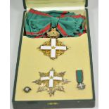Italy: Merit Order of the Republik of Italy, Grandcross set, in box. 1.) Badge: Silver gilded,