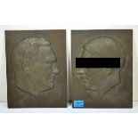Plaque pair of Adolf Hitler and Hermann Göring. Each bronced, with signature H. PETZBACH. 25 x 19