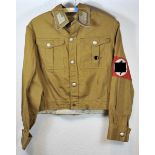 NSDAP: Servie jacket of an Hauptstellenleiter of an Ortsgruppe. Brown cotton, hanger dedicated "