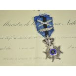 Blegium: Order Leopold II. with document for soldier Hankart. Silvered, medaillon enamelled,