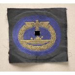 Submarine-War-Badge. Black rayon-rectangke. Condition: I-II U-Boot-Kriegsabzeichen. Schwarzes