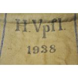 Three Army supply sacks. Dated 1939 and 1940. Condition: II Drei Heeres-Verpflegungssäcke. Datiert