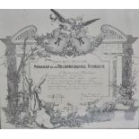 France: Médaille de la Reconnaissance Francaise document for Adjutant of 188 R. Auguste Paire. Form,