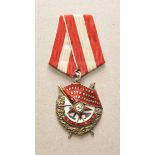 Sowjetunion: Rotbannerorden, 3. Modell, 1. Typ.Silber, teilweise vergoldet und emailliert,