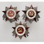 Sowjetunion: Drei Orden des Vaterländischen Krieges, 2. Modell, 2. Klasse.Je Silber, Gold und