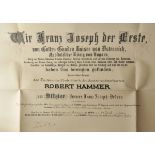 Österreich: Franz Joseph-Orden, Offizierskreuz Urkunde für Robert Hammer der Direktor der