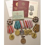 Sowjetunion: Nachlass eines NKVD Grenzschutzsoldaten.Diverse Auszeichnungen und Urkunden; dazu der