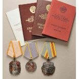 Sowjetunion: Nachlass mit drei Auszeichnungen.Diverse, dazu Verleihungsbücher.Zustand: