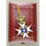 Schweden: Königlicher Nordstern-Orden, Komturkreuz, im Etui.Silber vergoldet, teilweise
