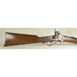 C.Sharps Pat. 1848 Perkussionsgewehr.Gebläuter Lauf, u.a. gemarkt BLACK POWDER ONLY CA. 54, IAB