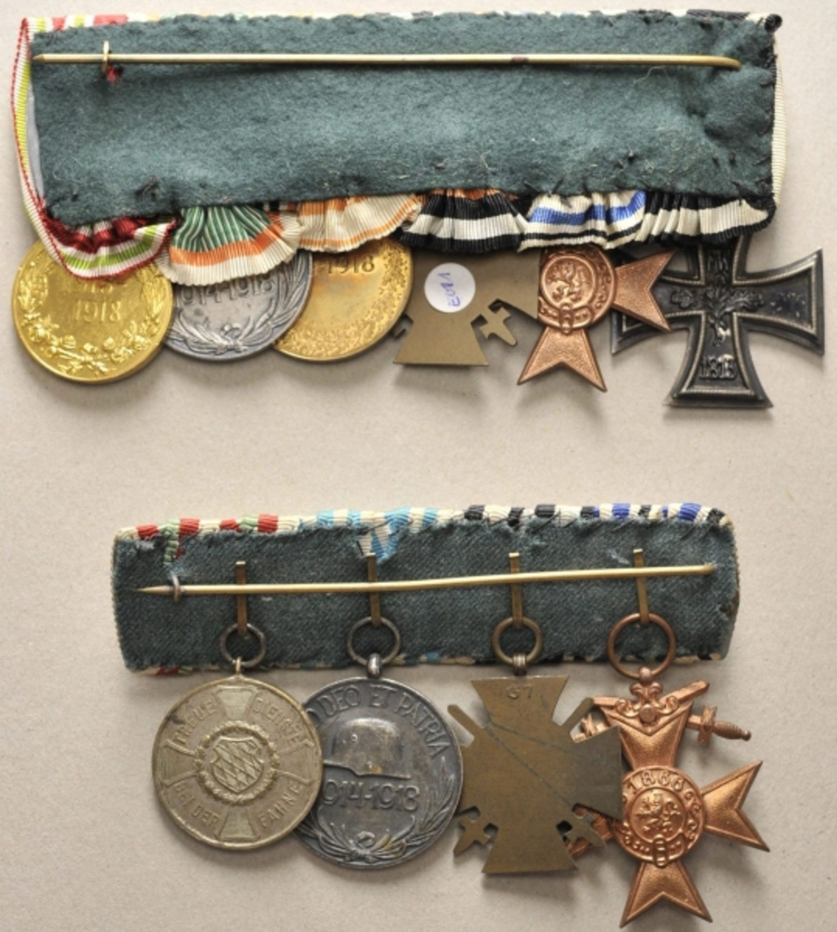 Bayern: Zwei Ordenschnallen.Mit 6 bzw. 4 Auszeichnungen; jeweils Träger des Militär-Verdienstkreuzes - Image 2 of 2