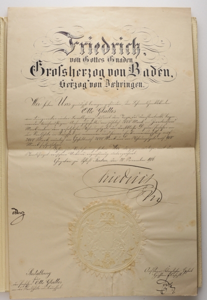 Urkundennachlass des Professor Otto Glattes in Freiburg.- Goldenes Treuedienst-Ehrenzeichen (7.3.39, - Image 2 of 3