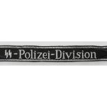 8.1) NachtragWaffen-SS Ärmelband "SS-Polizei-Division".RZM-maschinengestickte Ausführung, volle