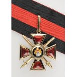 2.2.) WeltRussland: St. Wladimir Orden, Kreuz 2. Klasse mit Schwertern.Gold, teilweise emailliert,