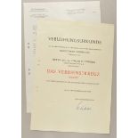 3.1.) Urkunden / DokumenteVerdienstorden der Bundesrepublik Deutschland, Verdienstkreuz 1. Klasse