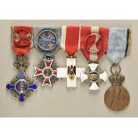 2.1.) EuropaRumänien: Große Ordenschnalle mit fünf Auszeichnungen eines Offiziers.1.) Orden des