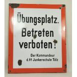 4.2.) Effekten / AusrüstungEmailleschild des Übungsplatzes - SS Junkerschule Tölz.Emailleschild