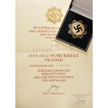 1.2.) Deutsches Reich (1933-45)Deutsches Kreuz, in Gold, im Etui mit Urkunde für den Hauptmann Peter