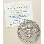 1.2.) Deutsches Reich (1933-45)Plakette und Ausweise des NSFK-Sturmführer Sinz.1.) Plakette auf