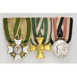 1.1.) Kaiserreich (bis 1933)Sachsen: Ordenschnalle eines Offiziers mit drei Auszeichnungen.1.)